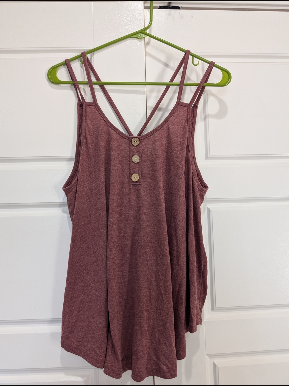 Mauve Pink Strappy Double Strap Button Tank Top Size XL